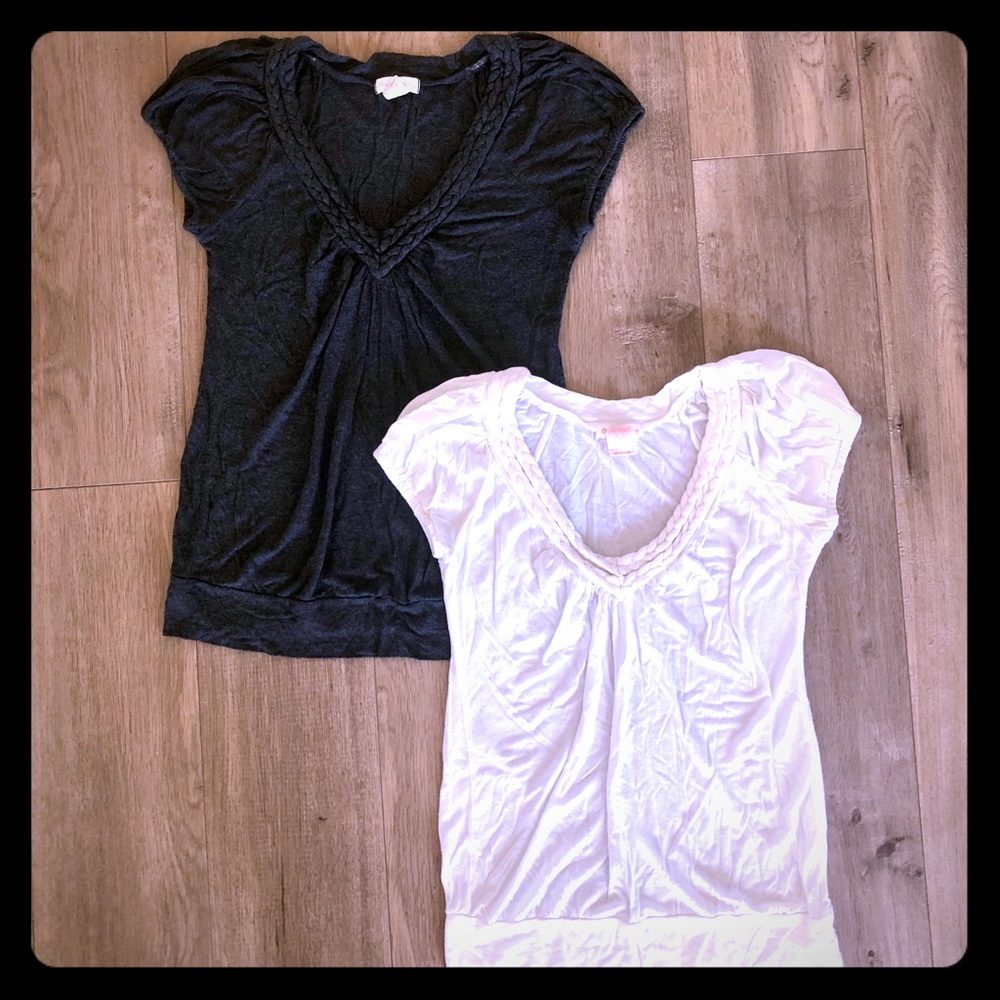 2 braided collar tees